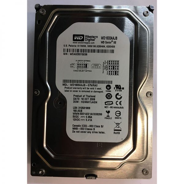 WD1600AAJB-57WRA0 - Western Digital 160GB 7200 RPM IDE 3.5" HDD