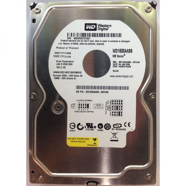 WD1600AABB - Western Digital 160GB 7200 RPM IDE 3.5" HDD