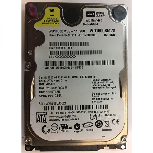 WD1600BMVS-11F9S0 - Western Digital 160GB 5400 RPM SATA 2.5" HDD