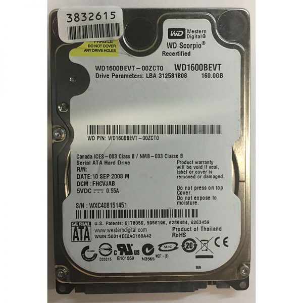 WD1600BEVT  - Western Digital 160GB 5400 RPM SATA 2.5" HDD