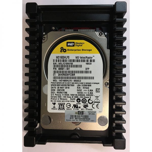 508029-001 - HP 160GB 10K RPM SATA 3.5" HDD Western Digital WD1600HLFS version