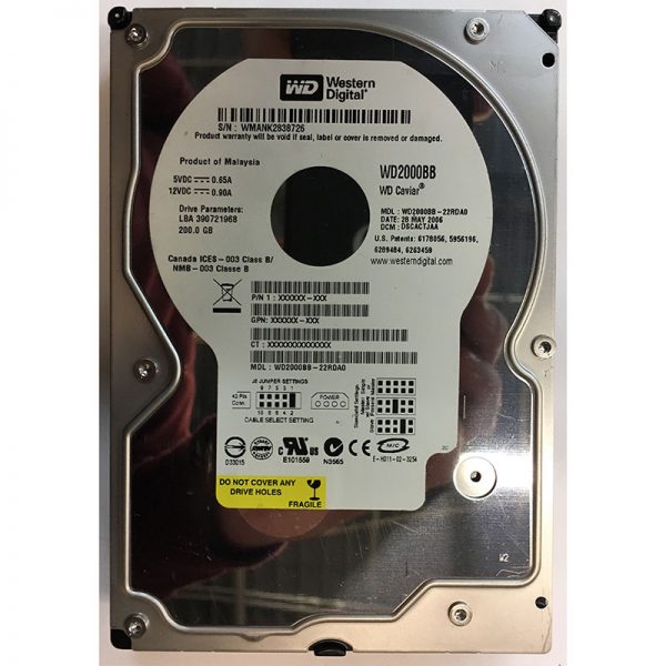 WD2000BB-22RDA0 - Western Digital 200GB 7200 RPM IDE 3.5" HDD