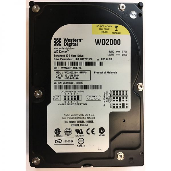 WD2000JB-16FUA0 - Western Digital 200GB 7200 RPM IDE 3.5" HDD