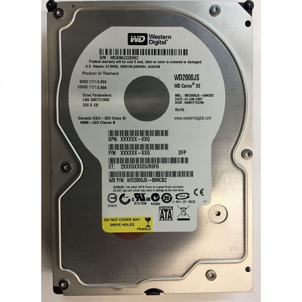 WD2000JS-60NCB2 - Western Digital 200GB 7200 RPM SATA 3.5" HDD