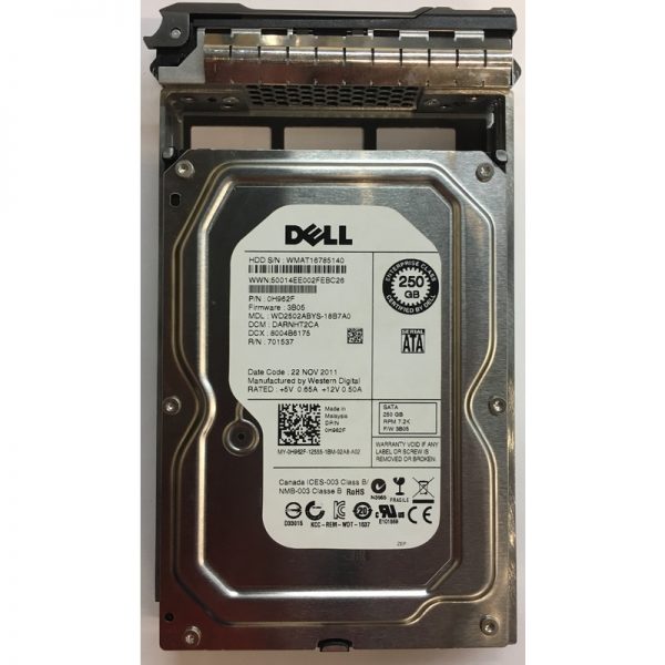 0H962F - Dell 250GB 7200 RPM SATA 3.5" HDD w/tray