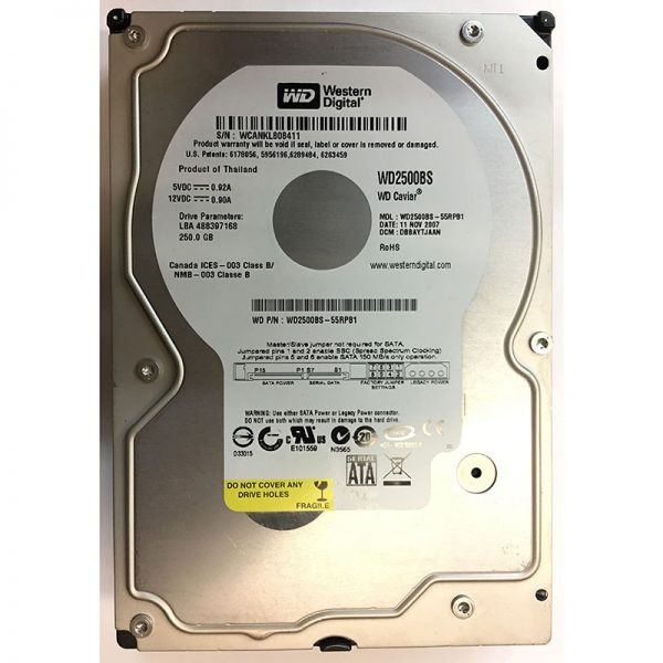 WD2500BS-55RPB1 - Western Digital 250GB 7200 RPM SATA 3.5" HDD