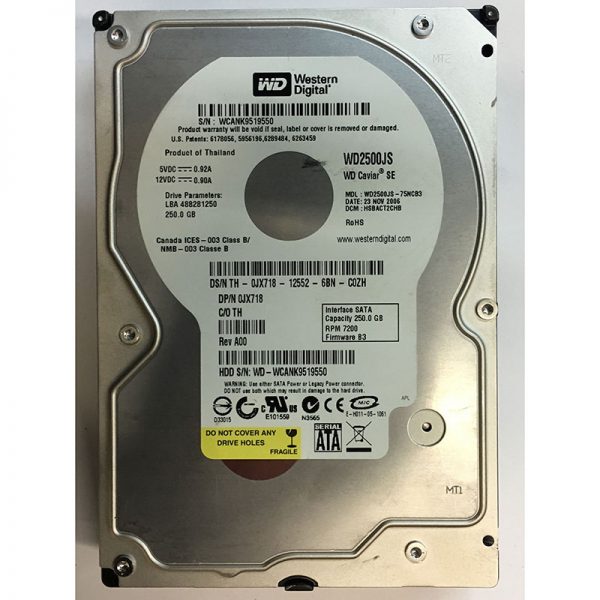 0JX718 - Dell 250GB 7200 RPM SATA 3.5" HDD