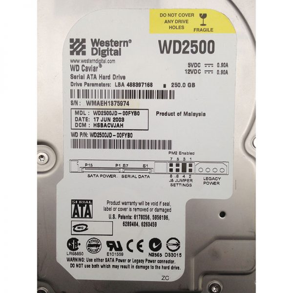 WD2500JD-00FYB0 - Western Digital 250GB 7200 RPM SATA 3.5" HDD