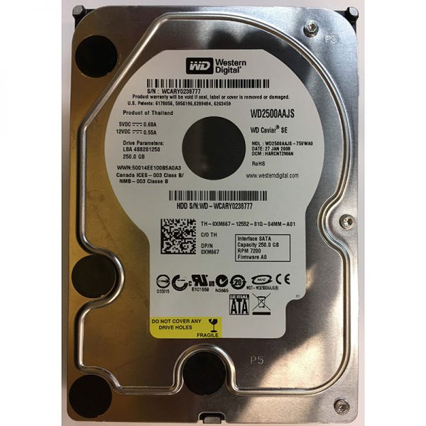 WD2500AAJS-75VWA0 - Western Digital 250GB 7200 RPM SATA 3.5" HDD