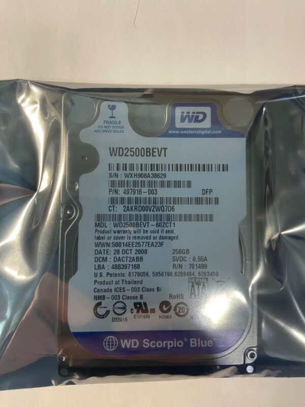 WD2500BEVT-60ZCT1 - Western Digital 250GB 5400 RPM SATA 2.5" HDD