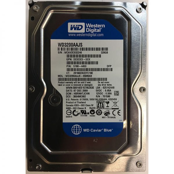 5188-4453 - HP 320GB 7200 RPM SATA 3.5" HDD Western Digital WD3200AAJS version