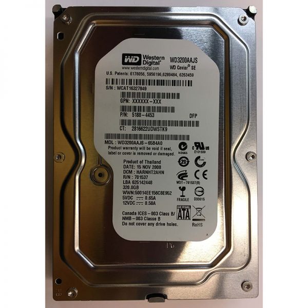 5188-4453 - HP 320GB 7200 RPM SATA 3.5" HDD Western Digital WD3200AAJS version