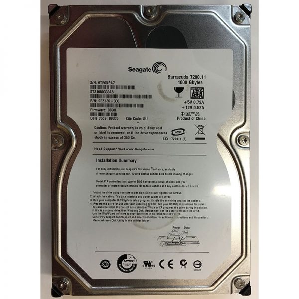 ST31000333AS - Seagate 1TB 7200 RPM SATA 3.5" HDD