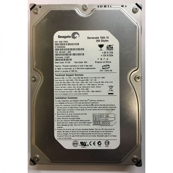 ST3200820A - Seagate 200GB 7200 RPM IDE 3.5" HDD