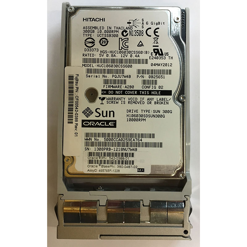 390-0487-02 – Sun 300GB 10K RPM SAS 2.5″ HDD w/ tray – Disk Drive