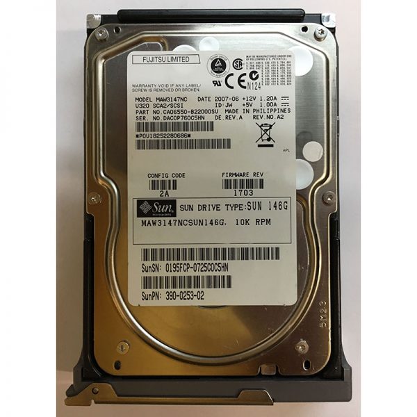 CA06550-B22000SU - Sun 147GB 10K RPM SCSI 3.5" HDD U320 80 pin w/ tray