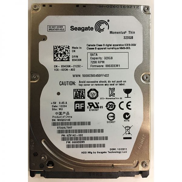 ST320LT007 - Seagate 320GB 7200 RPM SATA 2.5" HDD