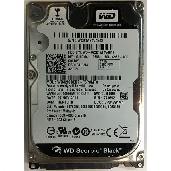 0J1CM4 - Dell 320GB 7200 RPM SATA 2.5" HDD