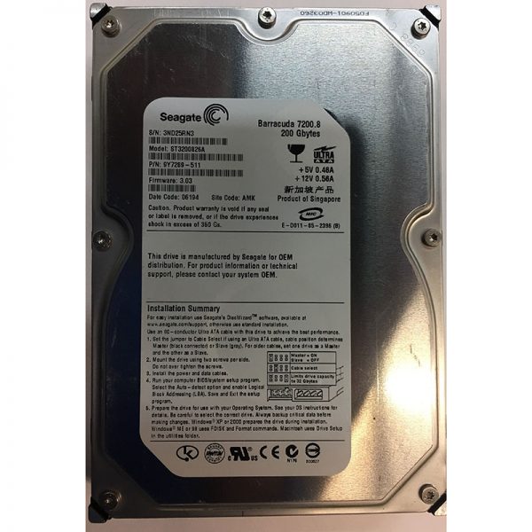 9Y7289-511 - Seagate 200GB 7200 RPM IDE 3.5" HDD