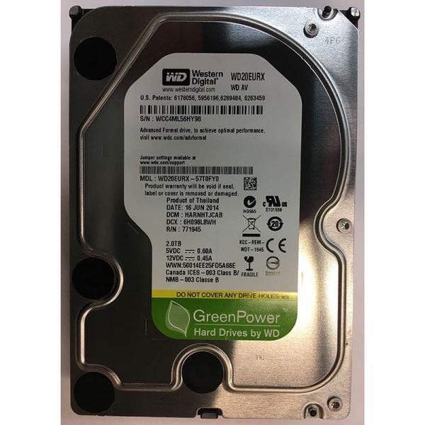 WD20EURX-57T0FY0 - Western Digital 2TB 5900 RPM SATA 3.5" HDD