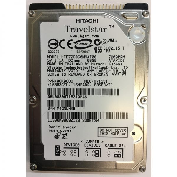 HTE726060M9AT00 - Hitachi 60GB 7200 RPM IDE 2.5" HDD