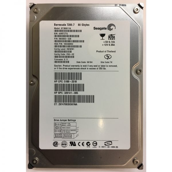 9W2003-630 - Seagate 80GB 7200 RPM IDE 3.5" HDD