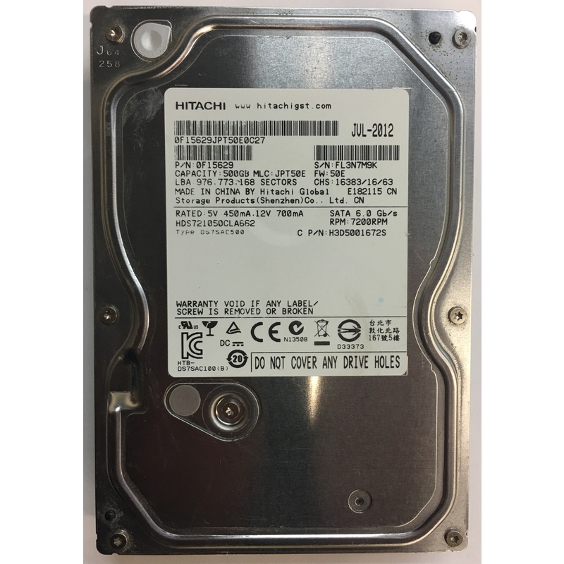 HDS721050CLA662 – Hitachi 500 GB 7200 U/min SATA 3,5-Zoll-Festplatte
