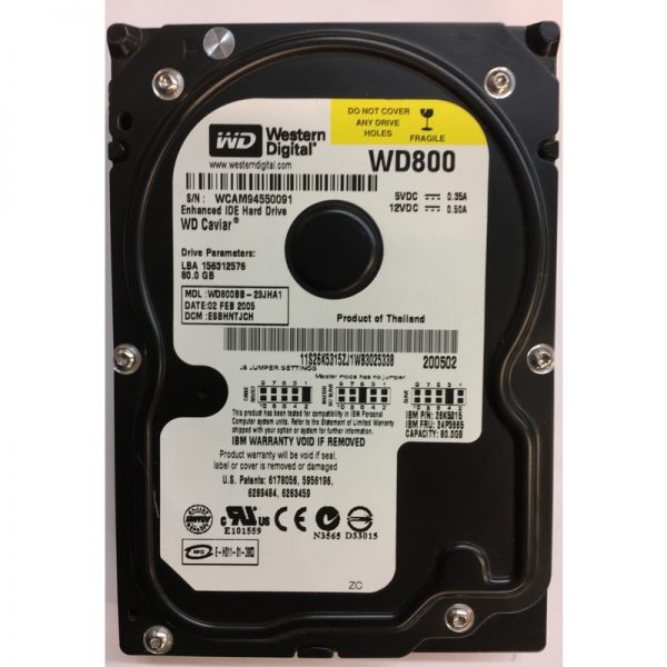 24P3665 - IBM 80GB 7200 RPM IDE 3.5" HDD Western Digital WD800BB version