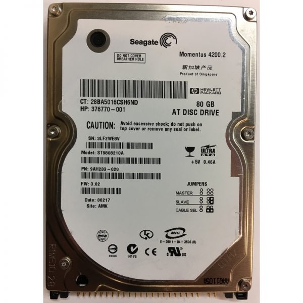 376770-001 - HP 80GB 5400 RPM IDE 2.5" HDD