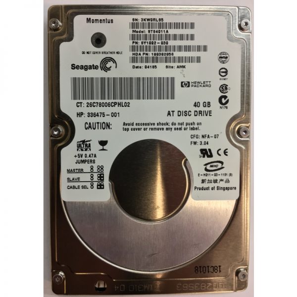 9Y1002-030 - Seagate 40GB 5400 RPM IDE 2.5" HDD