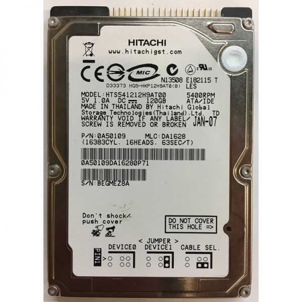 0A50109 - Hitachi 120GB 5400 RPM IDE 2.5" HDD