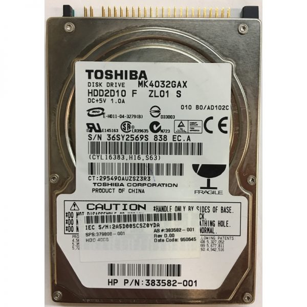 383582-001 - HP 40GB 5400 RPM IDE 2.5" HDD