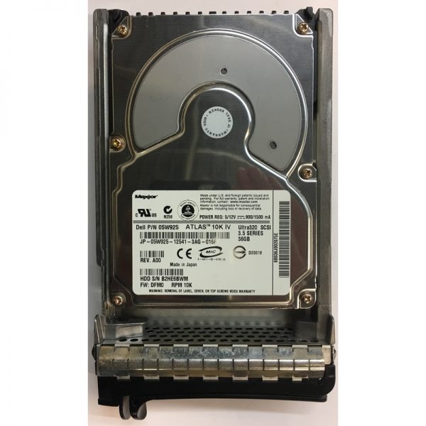 5W925 - Dell 36GB 10K RPM SCSI 3.5" HDD U320 80 pin with tray