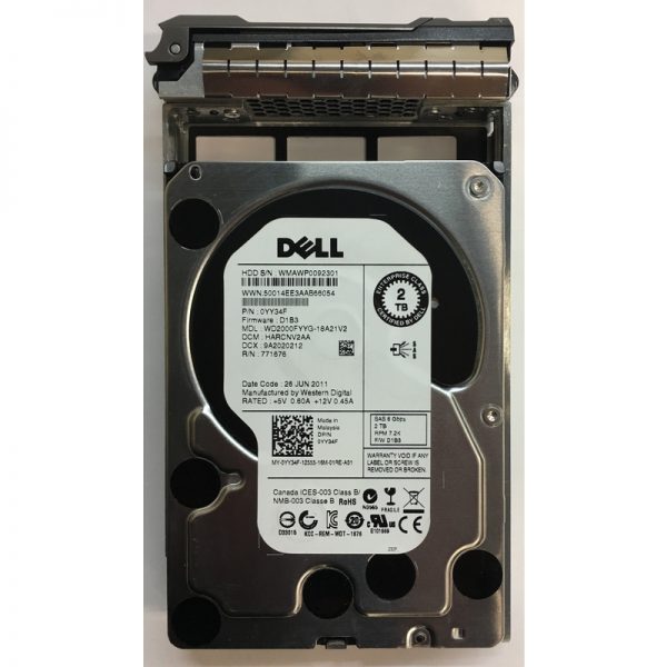 0YY34F - Dell 2TB 7200 RPM SATA 3.5" HDD w/ tray for R series