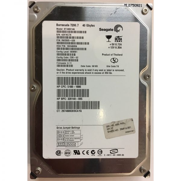 9W2005-630 - Seagate 40GB 7200 RPM IDE 3.5" HDD