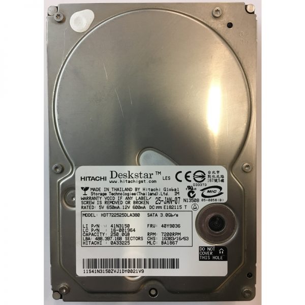 41N3150 - Hitachi 250GB 7200 RPM SATA 3.5" HDD