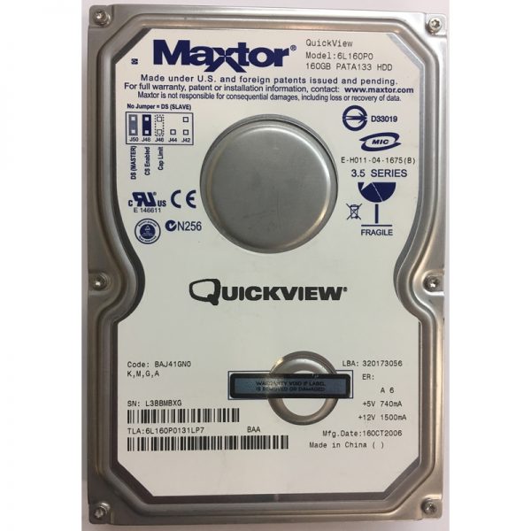 6L160P0131LP7 - Maxtor 160GB 7200 RPM IDE 3.5" HDD