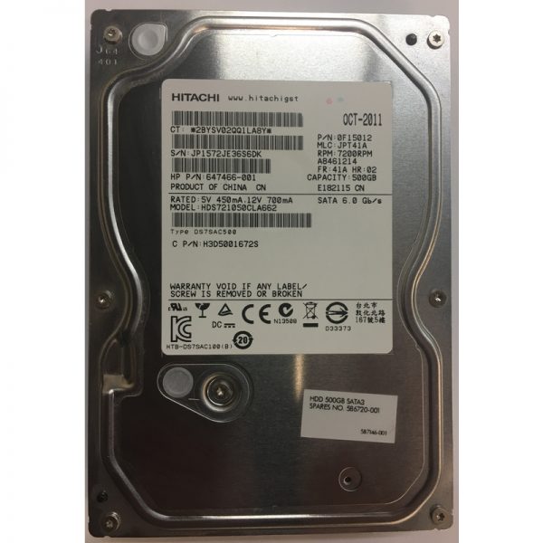 0F15012 - Hitachi 500GB 7200 RPM SATA 3.5" HDD