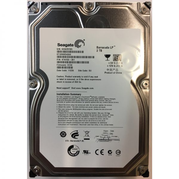 9TN158-301 - Seagate 2TB 5900 RPM SATA 3.5" HDD