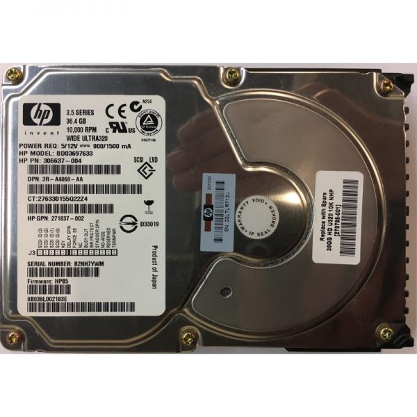 3R-A4868-AA - HP 36GB 10K RPM SCSI 3.5" HDD U320, 68 pin