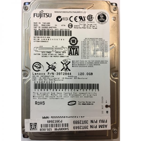 39T2889 - Lenovo 120GB 5400 RPM SATA 2.5" HDD