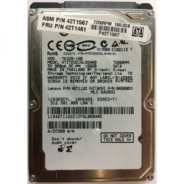 0A58903 - Hitachi 160GB 7200 RPM SATA 2.5" HDD