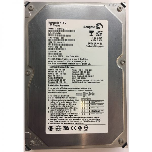 9W4007-301 - Seagate 120GB 7200 RPM IDE 3.5" HDD