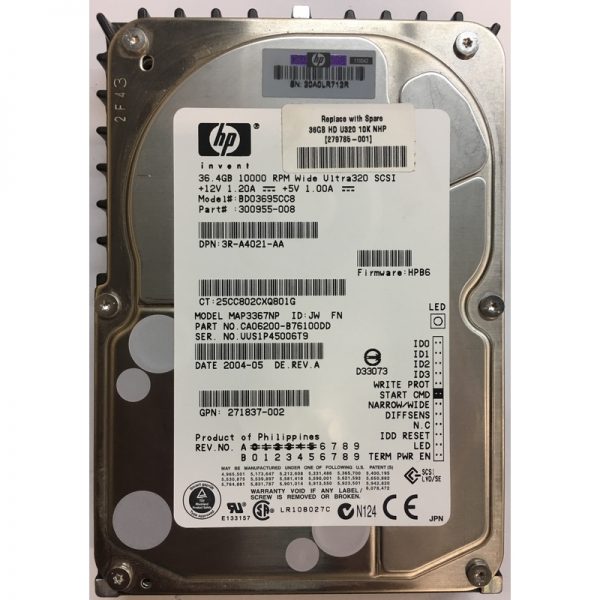 3R-A4021-AA - HP 36GB 10K RPM SCSI 3.5" HDD U320, 68 pin