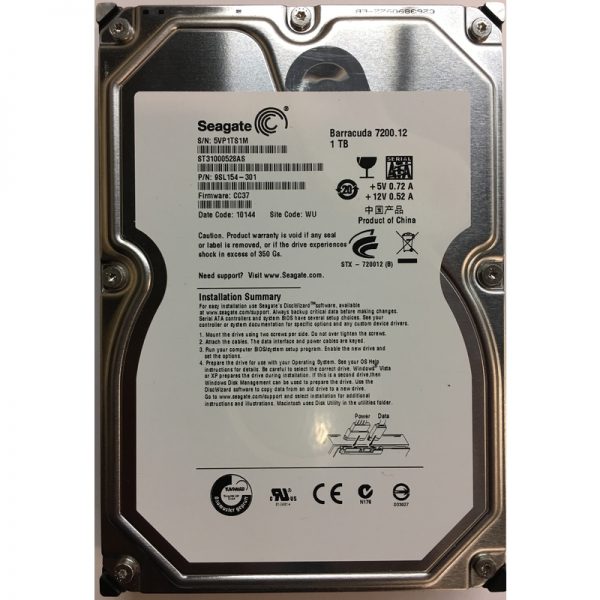 9SL154-301 - Seagate 1TB 7200 RPM SATA 3.5" HDD