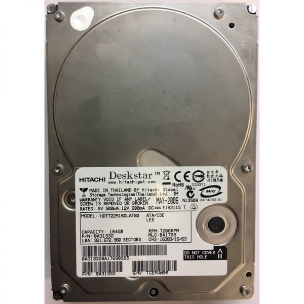 0A31332 - Hitachi 164GB 7200 RPM IDE 3.5" HDD