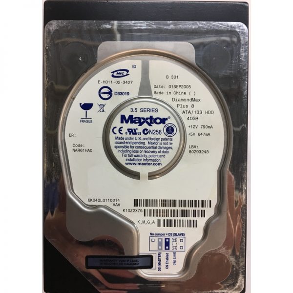 6K040L0110214 - Maxtor 40GB 7200 RPM IDE 3.5" HDD