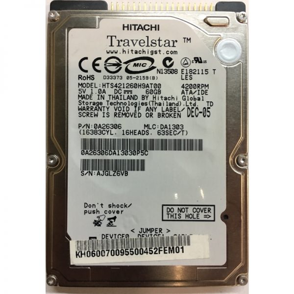 HTS421260H9AT00 - Hitachi 40GB 4200 RPM IDE 2.5" HDD