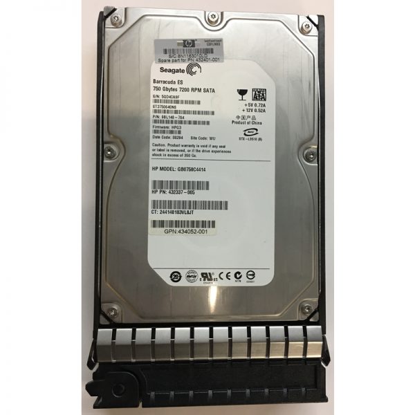 434052-001 - HP 750GB 7200 RPM SATA 3.5" HDD W/ tray