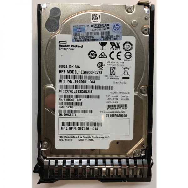 653971-001 - HP 900GB 10K RPM SAS 2.5" HDD w/G8/G9 tray